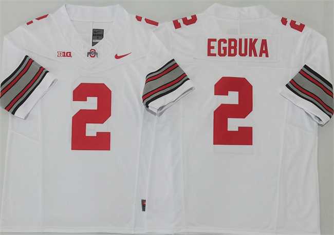 Men%27s Ohio State Buckeyes #2 Emeka Egbuka White 2025 F.U.S.E. Limited Stitched Jersey
